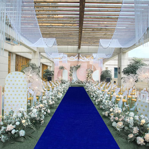 Royal Blue Velvet Aisle Runner 15FTx2FT for Wedding Ceremony, Bridal Shower, Indoor Church, Outdoor Hallway Runner