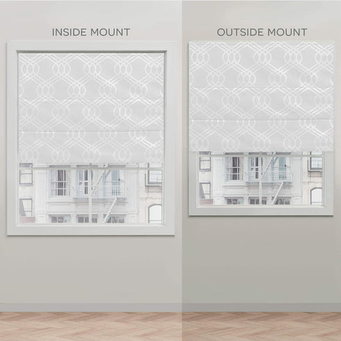 Exclusive Home Prague Trellis 100% Blackout Polyester Roman Shade, 31"x64", Color White