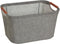 Household Essentials 623 Small Tapered Soft-Side Storage Bin, Gray with Wood Handles