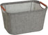 Household Essentials 623 Small Tapered Soft-Side Storage Bin, Gray with Wood Handles