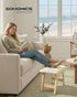 9.8 15.4 11.8 Inches, Summer ULSF052LF02 SONGMICS Foot Stool Ottoman, Padded Foot Rest Under Desk with Solid Wood