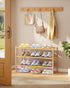 Closet 26.8" 11" 18.9", Kitsure Bamboo Wooden Shoe Rack for - Stackable Shoe Organizer with Modular Structure