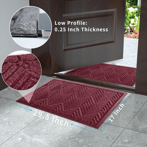 Yimobra Door Mat Outdoor Entrance - Heavy Duty Non-Slip Front Doormat for Home Entrance, 29.5 x 17 Inch, Wine Red