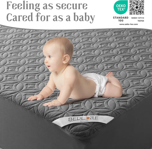 Waterproof Mattress Protector, Twin Size Mattress Pad with Deep Pocket, Soft & Breathable Dirt-Proof Cover (Gray)