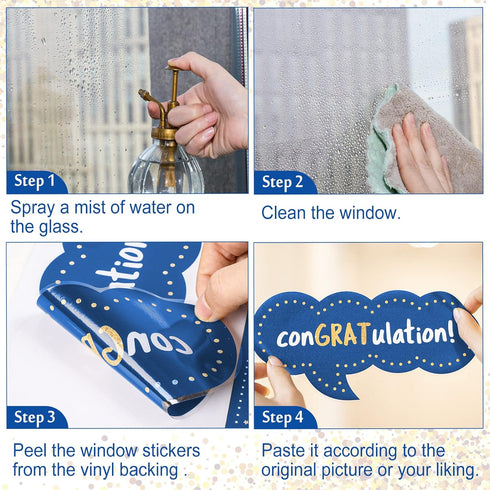 Whaline 193Pcs Graduation Window Sticker Clings, Removable Grad Decorations for School Home Office
