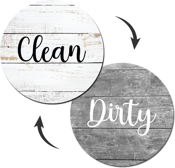 Dishwasher Magnet Clean Dirty Sign, Universal Indicator for Clean/Dirty Dishes, Rustic Farmhouse Style Magnet