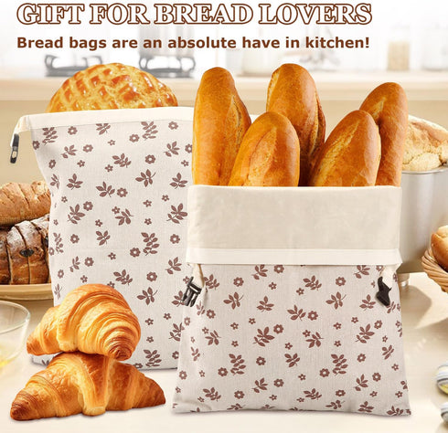 VAKEEN Beeswax Bread Bags, Reusable Linen Organic Beeswax Bread Bags for Sourdough, Keep Freshand and Large Capacity