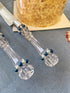 FISHBONE Stainless Steel Wedding Cake Knife and Server Set, Nautical Blue Rings Design for Special Occasions