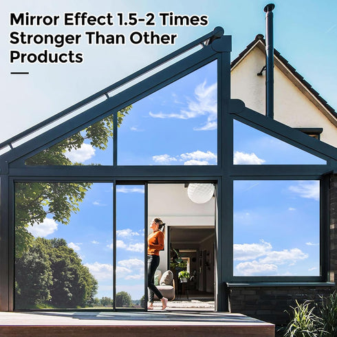 Coavas One Way Window Privacy Film, Reflective Mirror Tint with 3 Tools, Self-Adhesive Daytime Privacy Cover