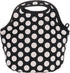 BUILT Gourmet Getaway Soft Neoprene Lunch Tote Bag, Lightweight, Insulated, One Size, Big Dot Black & White
