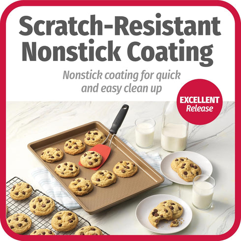 GoodCook BestBake Nonstick Textured Carbon Steel Medium Cookie Sheet, 10" x 15", Bronze Baking Tray