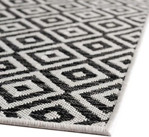 Unique Loom Jill Zarin Outdoor Collection Area Rug - Costa Rica, Charcoal Gray/Ivory (2' 2" x 3' 1" Rectangle)