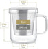 Teabloom Premium Borosilicate Glass Mug, 8 Ounces with Stainless Steel Loose Leaf Tea Infuser and Lid