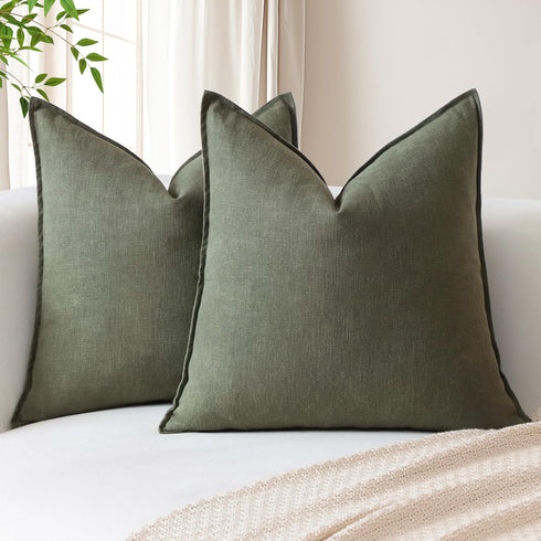 Pack 2 24 24 Inch OTOSTAR of Soft Linen Decorative Throw Pillow Covers x Solid Farmhouse Pillowcases Boho Accent Pillow