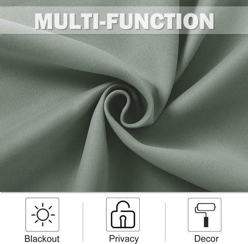 NICETOWN Blackout Tiers Valance Curtain, 2 Panels 52" x 30", Thermal Insulated Grommet, Greyish Green for Kitchen/Office