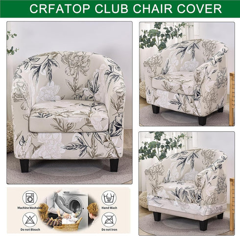 2 Room,D11 CRFATOP Piece Club Chair Slipcover Stretch Barrel Chair Covers Printed Tub Chair Slipcovers Soft Armchair
