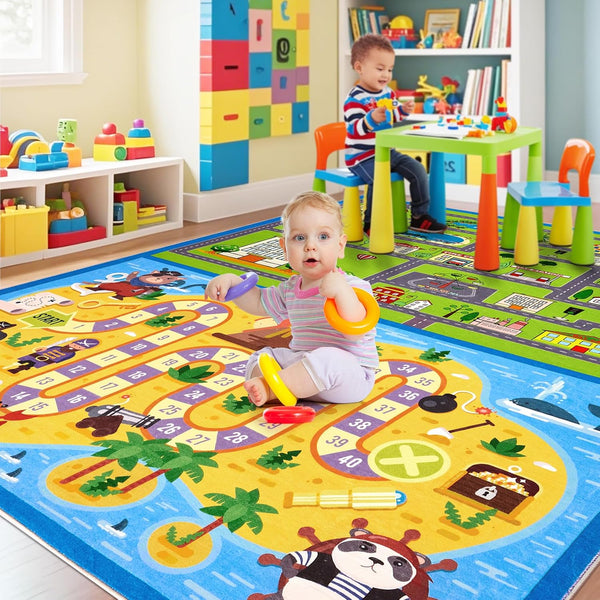 GarveeHome Washable Kids Rug 4x6 ft Kids Carpet Play Mat City Car