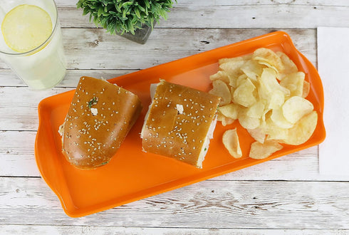 Calypso Basics Plastic Melamine Sandwich Tray, Tidbit, Orange