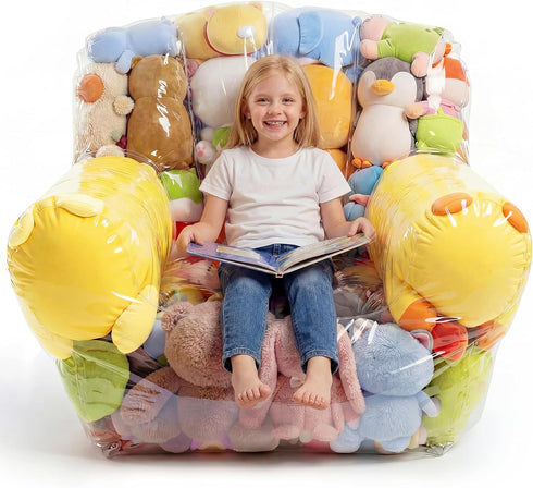 NTYNTY Clear Stuffed Animal Storage Chair, 37.8" x 37.4", 0.35mm Thick PVC, 330lbs