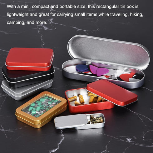 uxcell Metal Tin Box, 6.3" x 4.33" x 1.38" Rectangular Empty Tinplate Container with Lids for Home Organizer, Crafts