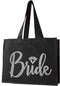 Giant Canvas Bride Tote Bag, 18" x 14", Diamond Motif Rhinestone Totes