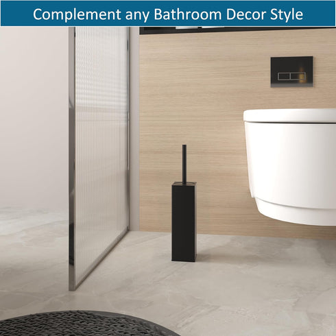 BVL Toilet Brush and Holder Set, Black Freestanding for Bathroom