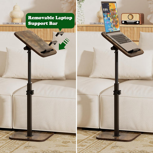 promitop 360 TV Tray Side Table for Couch - Swivel Adjustable Height Rotating Sofa Table C Table End Table Laptop Desk
