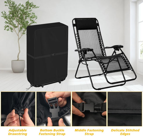 28.7" 10.6" 43.3" (1) Outdoor Zero Gravity Folding Chair Cover, AHIER Oxford Waterproof Patio Beach Lawn Chair Cover