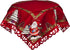Embroidered Christmas Holiday Santa Claus and Christmas Trees Doily Table Topper, 33 Inches Square, Red
