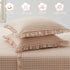 2 20x30 Inch, KKJIAF Pcs Plaid Ruffle Pillow Case Queen Size, Cotton Gingham Ruffled Euro Sham Pillow Covers Linen Feel