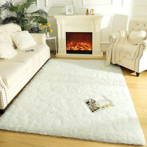 LOCHAS Ultra Soft Indoor Modern Area Rugs, Fluffy Living Room Carpets for Children Bedroom, 3x5 Feet, Cream