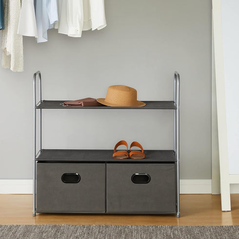 Closet 3 32.7" 12.2" 31" Amazon Basics Freestanding Organizer with Fabric Bins, Drawers and Shelves, Easy to Assemble