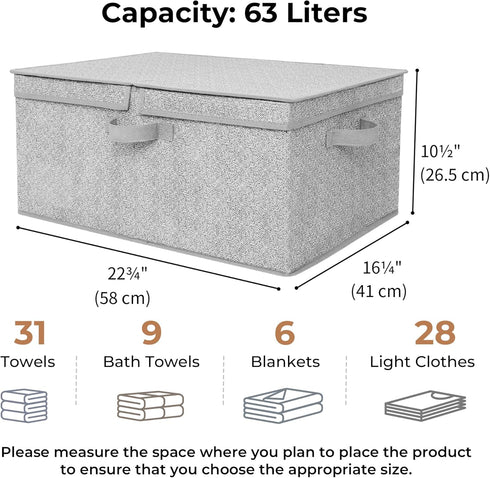 GRANNY SAYS Fabric Storage Bin with Lid, Decorative Extra Large Storage Box, Gray, 1-Pack