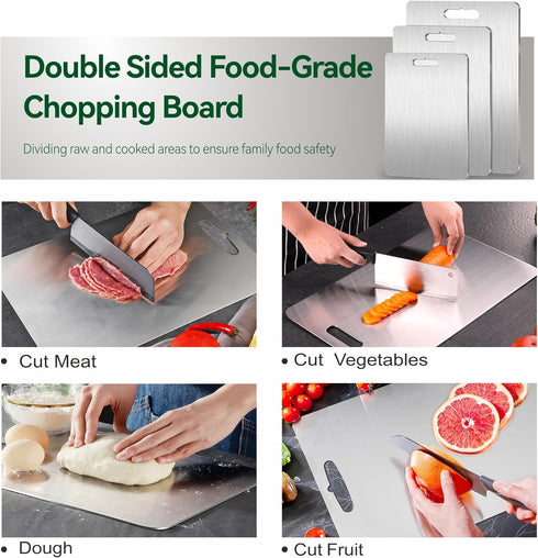 NSLLL Set 3,100% Titanium Cutting Board of Pure Titanium Cutting Boards for Kitchen, Double Sided Food-Grade Chopping