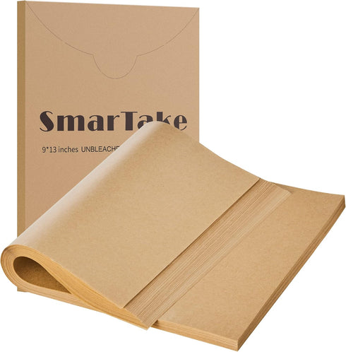SMARTAKE 200 Pcs Parchment Paper Baking Sheets, 9x13 Inches Non-Stick Precut for Baking Grilling Air Fryer