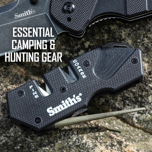 Smith’s Pocket Pal Tactical Knife Sharpener - 2 Stage Sharpener & Diamond Sharpening Rod - Pocket Clip - Outdoor Hunting Knife & Hook Sharpener - Compact & Lightweight by Smith's