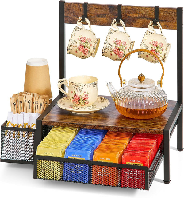 DGWJSU Tea Bag Organizer, Wood Tea Organizer and Storage Cheast, Tea Bag