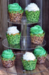 Pixel Grass Themed Cupcake Wrappers for Boys Birthday Parties, Set of 24 Reversible Engineer Builder Grass and Green