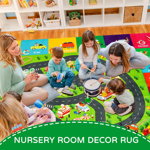 78.7"59" ABC Transportation Kids Rugs for Playroom Educational Alphabet Mat