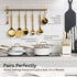 Gold Cooking Utensils Set - 5 PC Stainless Steel Kitchen Tools for Modern Cooking & Serving - Dishwasher Safe