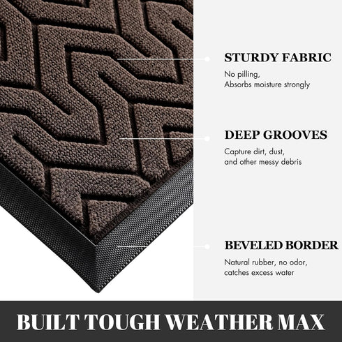 Yimobra Door Mat, Heavy Duty Non-Slip Outdoor Indoor Doormat, 29.5 x 17 Inch, Brown, Easy to Clean