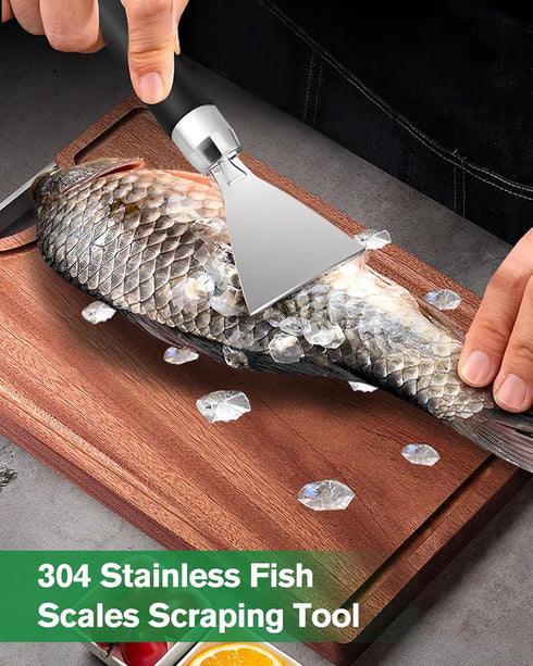 2 Pack Fish Scale Remover, 304 Stainless Steel Scraping Tool, Serrated Fish Cleaning Tools for Restaurant and Home
