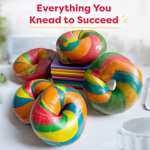 6-12+ Baketivity Rainbow Bagel Kids Baking Kit - Baking Kits for Kids with Premeasured Ingredients, Step-By-Step