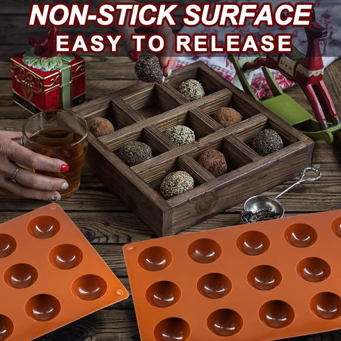 Semi Circular Silicone Molds, Non-Stick Silicone Chocolate Molds,3 Packs Baking Molds for Making Chocolate, Cake, Jelly, Desert, Biscuit, Dome Mousse (6 Cups, 15 Cups and 24 Cups) by Lerykin