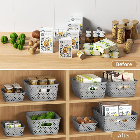 MaxGear 3 Packs Organization and Storage Bins, Plastic Storage Baskets with Handles for Home Organizing