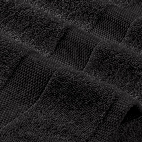 24 Pack 600 100% 12x12 Inches White Classic Wealuxe Black Washcloths - GSM Ring-Spun Cotton Wash Cloths for Showering