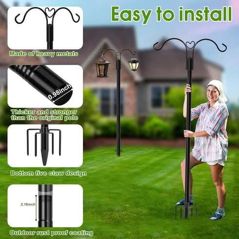2-Pack 60 Inch Hummingbird 5 XDW-GIFTS Shepherds Hooks for Outdoor, Heavy Duty Bird Feeder Pole, Garden Pole