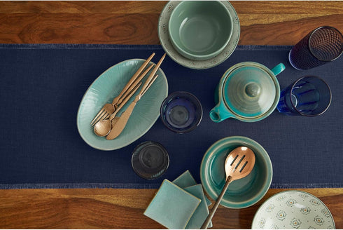 60 Inches 100% 14 60 Inch Solino Home Navy Blue Linen Table Runner - Fringe, Pure Linen Coffee Table Runner x