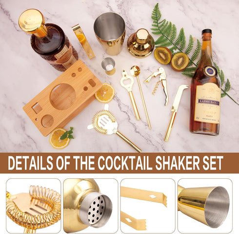 9Pcs-Cocktail Set Set 9Pcs) JNWINOG Shaker Bartending Kit Cocktail Bar Cocktail Mix Drink Making Kit Professional Bar