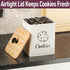 Large Cookie Jar with Airtight Bamboo Lid: 6"W x 6"D x 8"H White Iron Cookie Tin, Farmhouse Decorative Kitchen Counter